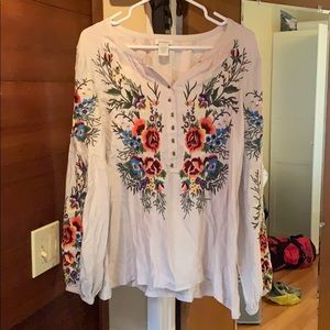 Brand new embroidered long sleeve Sundance blouse